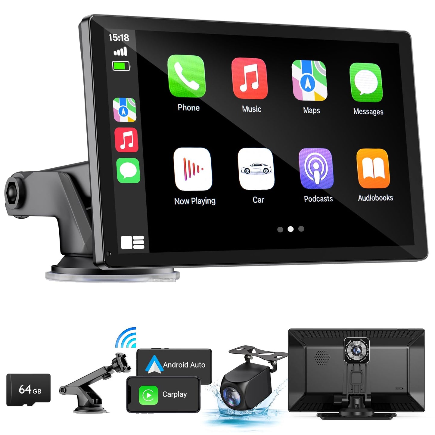Apple Carplay - Pantalla para automóvil, pantalla táctil HD de 9 pulgadas