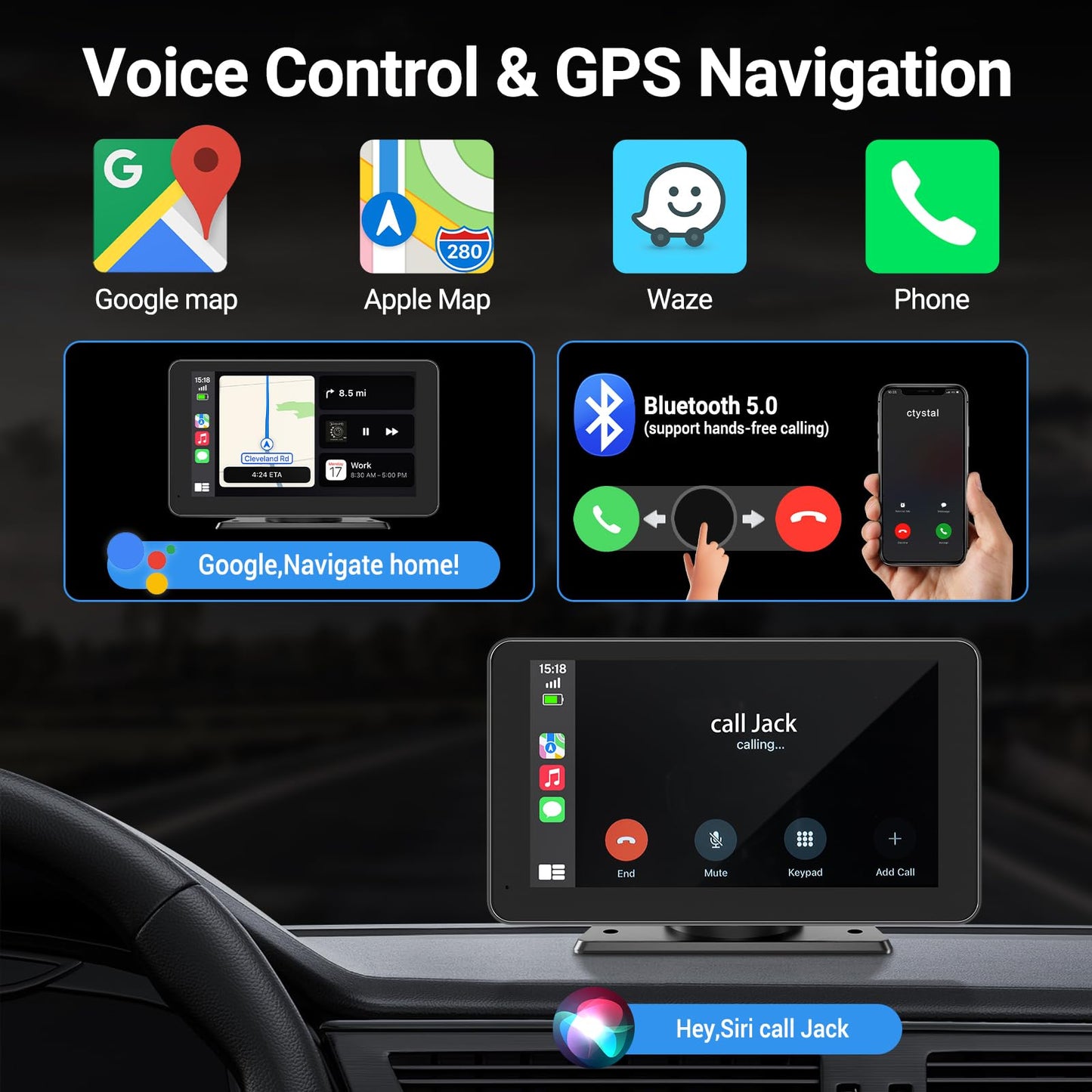 Apple Carplay - Pantalla para automóvil, pantalla táctil HD de 9 pulgadas